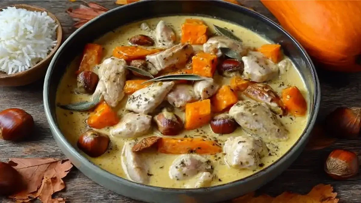 Blanquette de Dinde Automnale avec Potiron et Marrons, un plat réconfortant