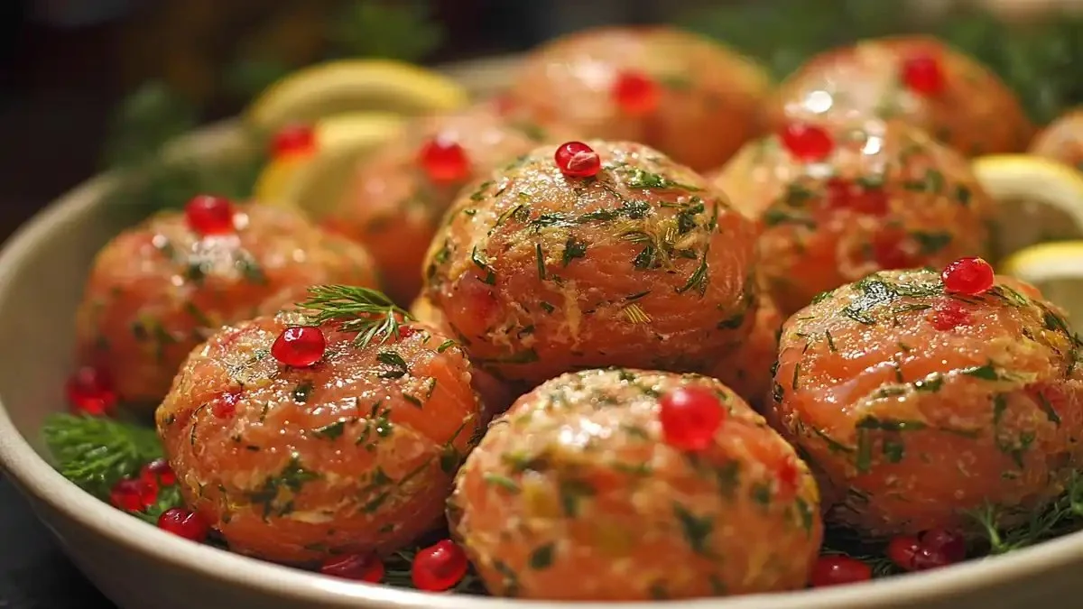 Boules festives au saumon prêtes à être dégustées lors d'une fête