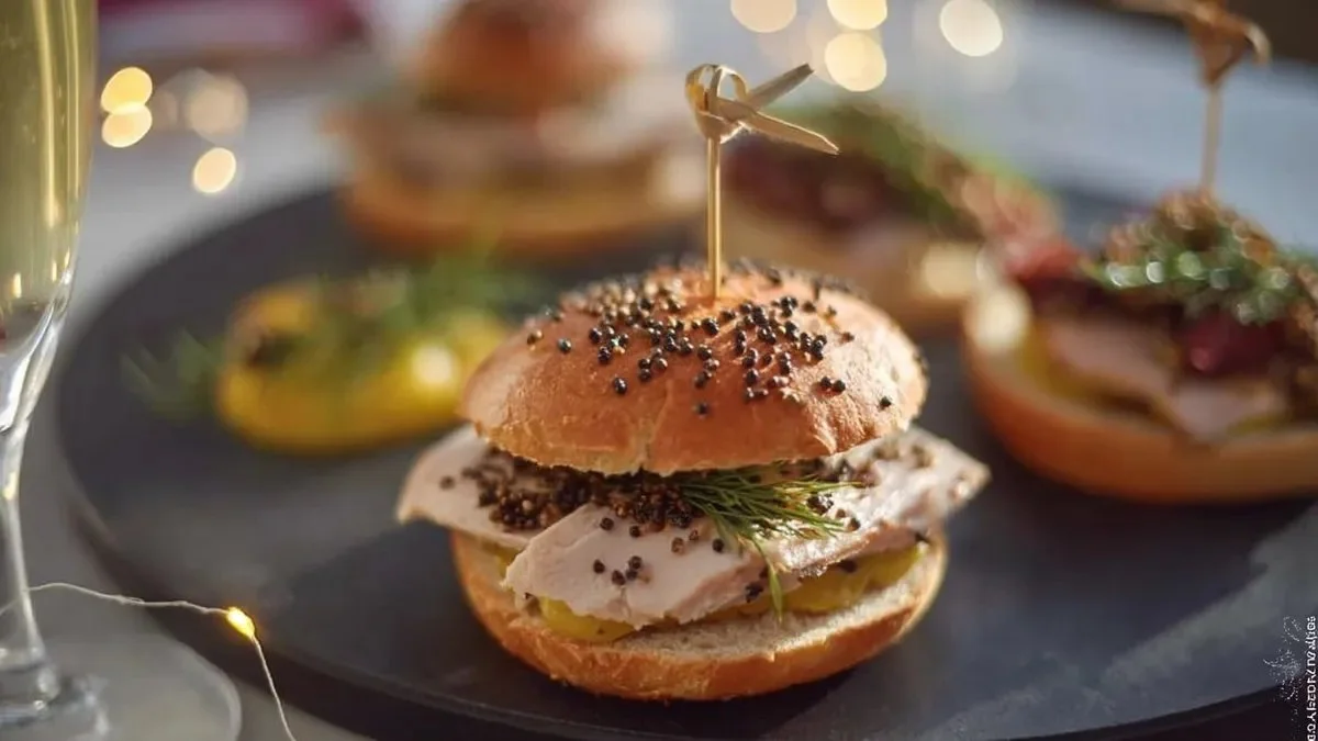 Plateau d'apéritifs de Noël avec des recettes faciles et savoureuses.