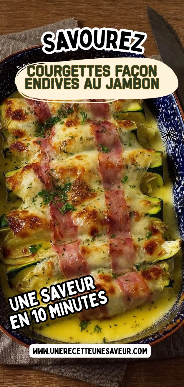 Recette de courgettes façon endives au jambon, plat savoureux et facile à préparer