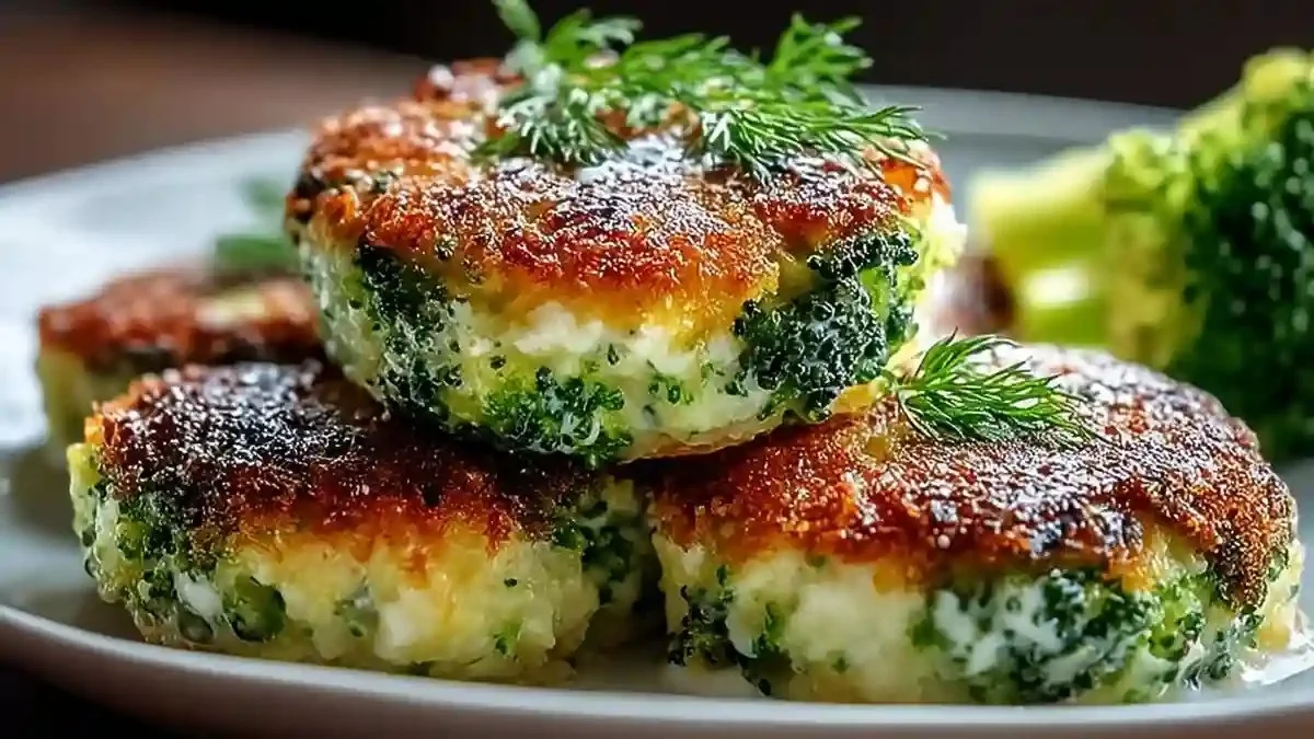 Galettes croustillantes de brocoli servies chaudes.