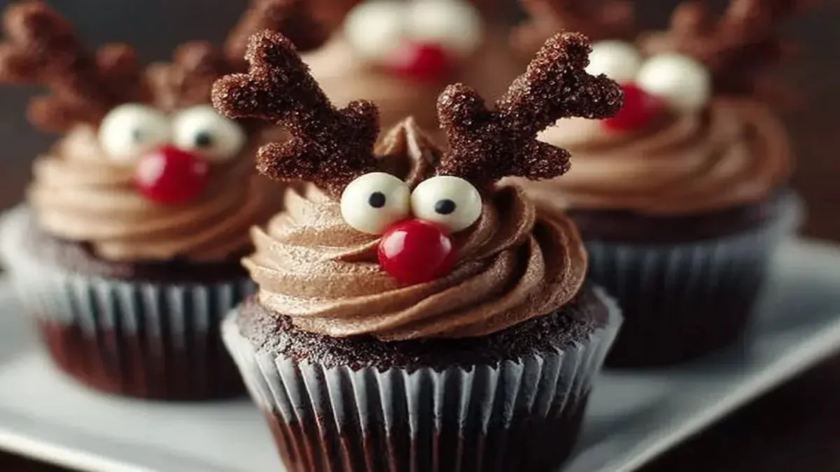 Cupcakes de renne faciles décorés pour les fêtes