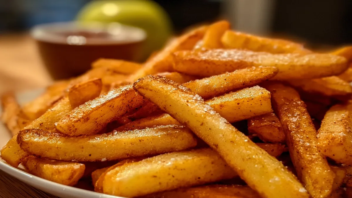 Frites de pommes de terre croustillantes préparées à la friteuse à air.