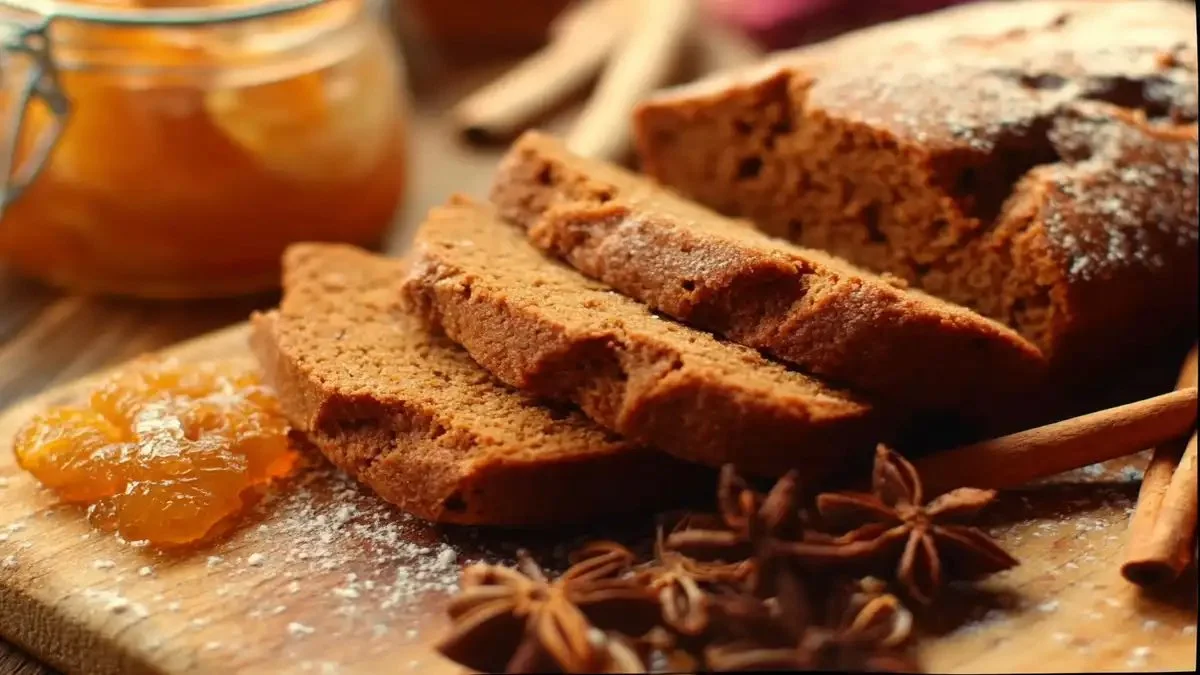 Pain d'épices fait maison avec zestes d'orange pour un goût unique.