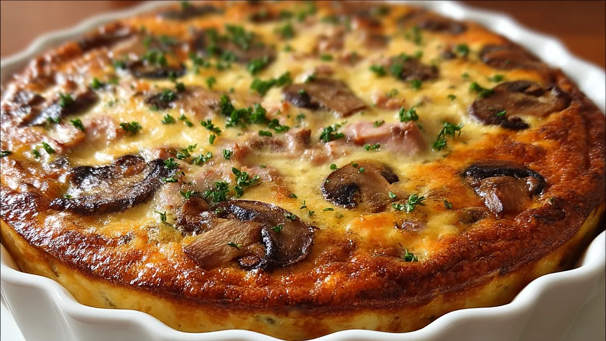 Quiche sans pâte au thon et champignons, plat savoureux et léger