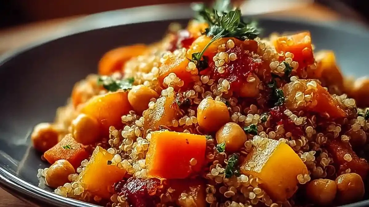 Recette de quinoa bulgur épicé avec carottes et pois chiches