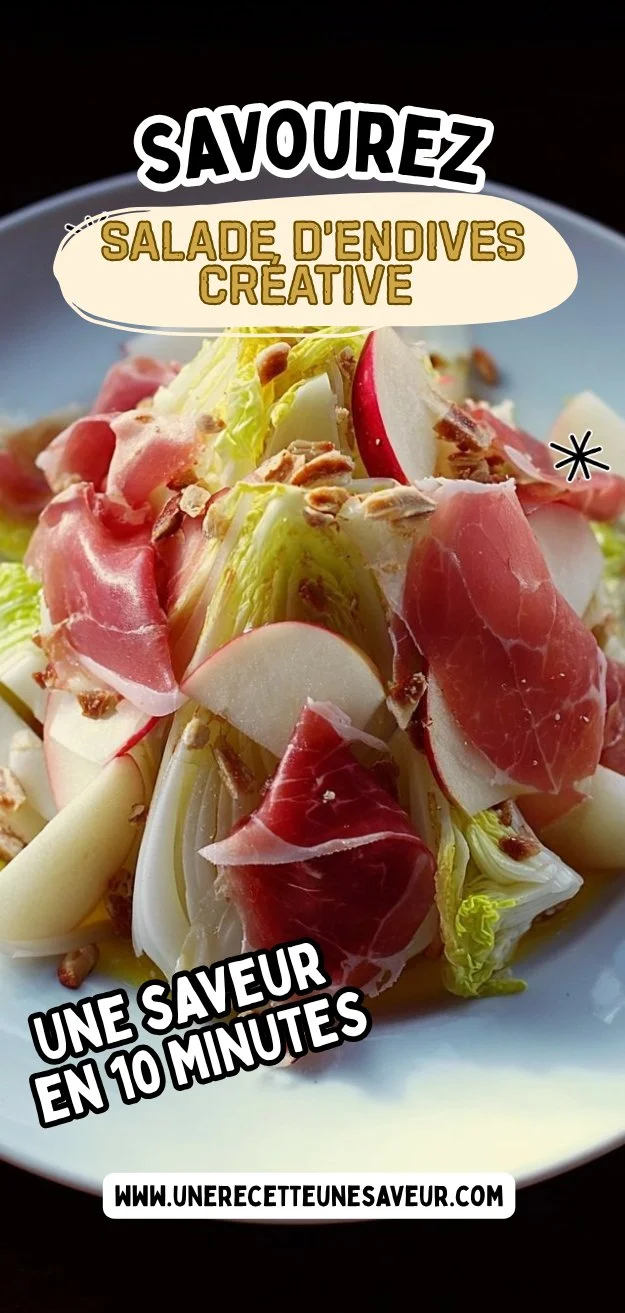 Salade d'endives avec pommes Granny et jambon de Parme, plat savoureux et frais