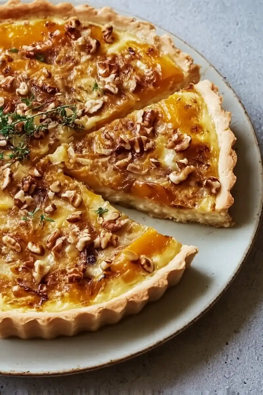 La tarte potimarron, échalotes, comté et noix
