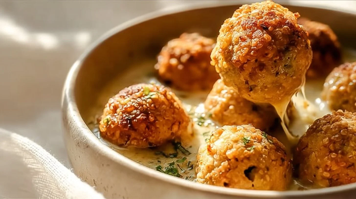 Boulettes de pois chiches épicées et croustillantes prêtes à servir comme apéritif.