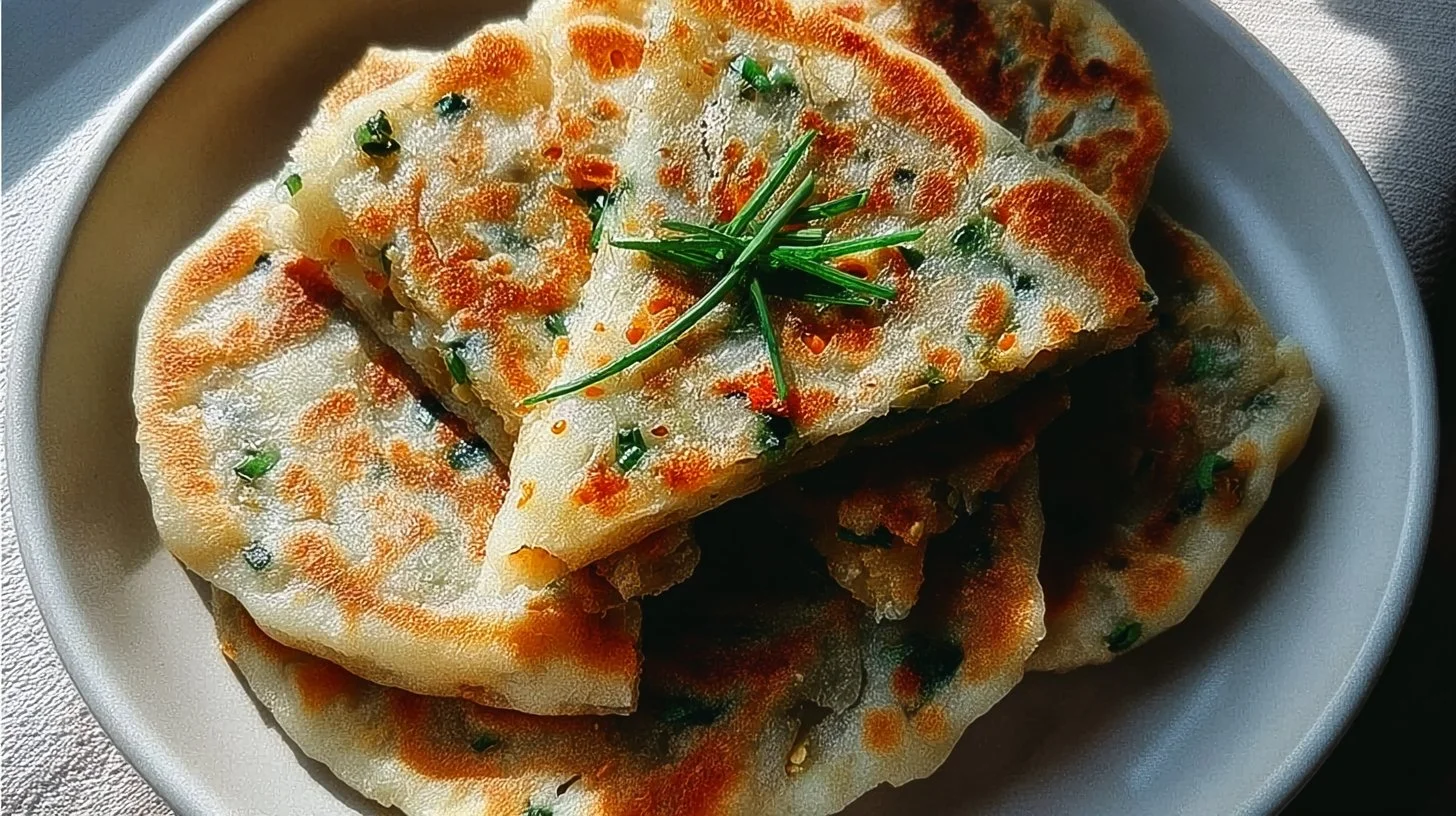 Crêpes aux oignons verts chinoises savoureuses et authentiques