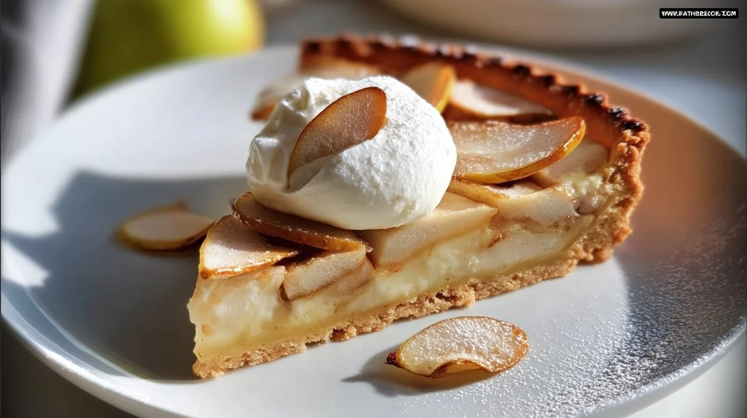 Une tarte nougat poire délicieuse et gourmande, parfaite pour toutes les occasions.