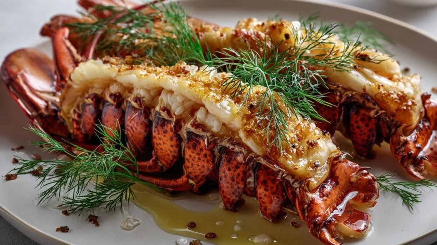 Homard Rôti au Beurre, Citron, Ail et Aneth, plat gourmet de fruits de mer