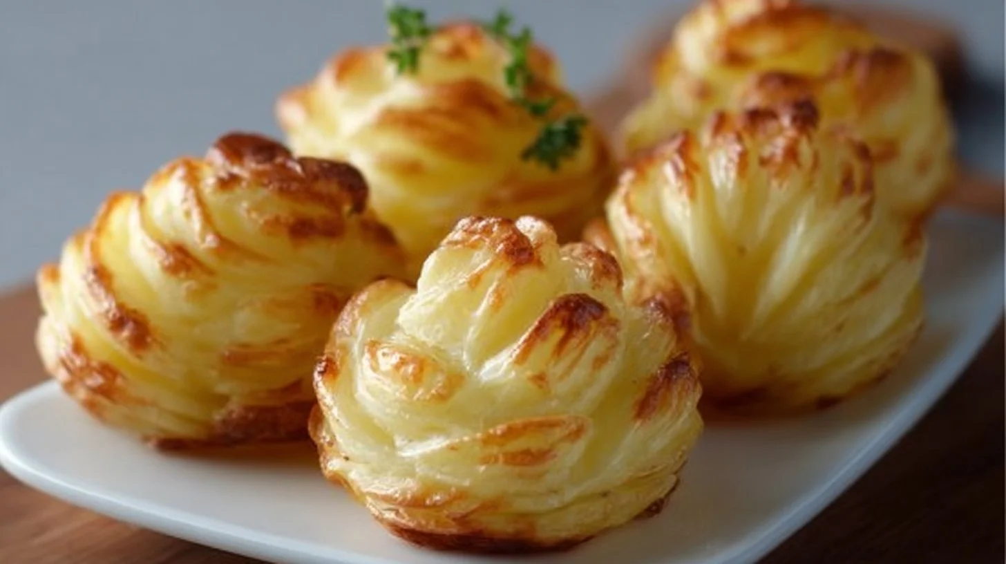 Pommes Duchesse dorées et croustillantes, un accompagnement savoureux.