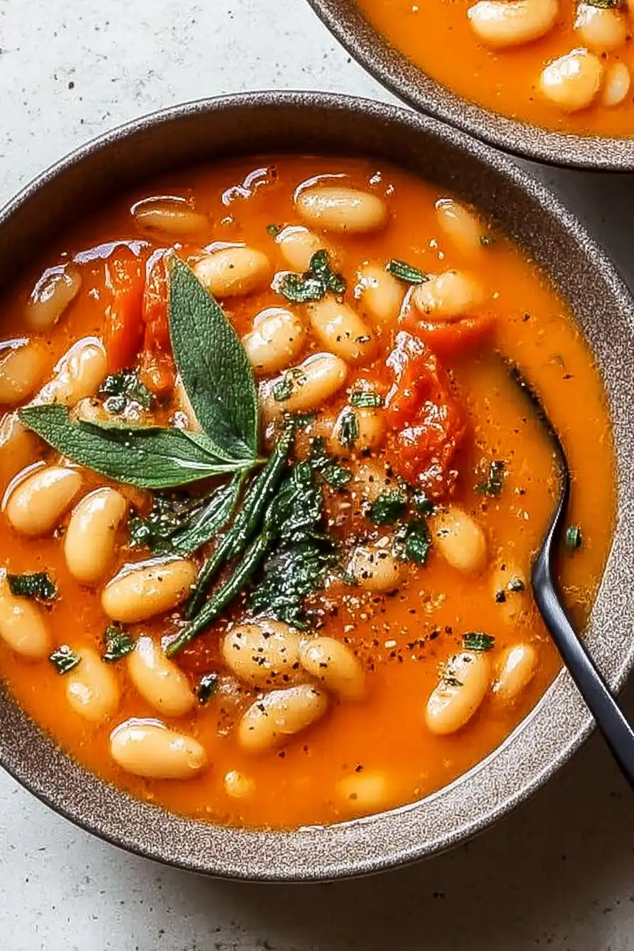 Ragoût crémeux de tomates et de haricots blancs, un délice réconfortant