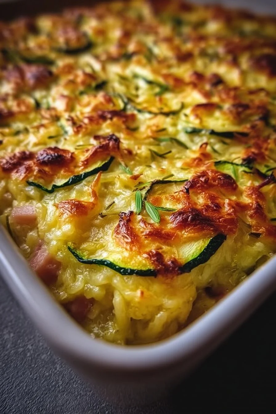 Gratin de Courgettes, Jambon, et Riz