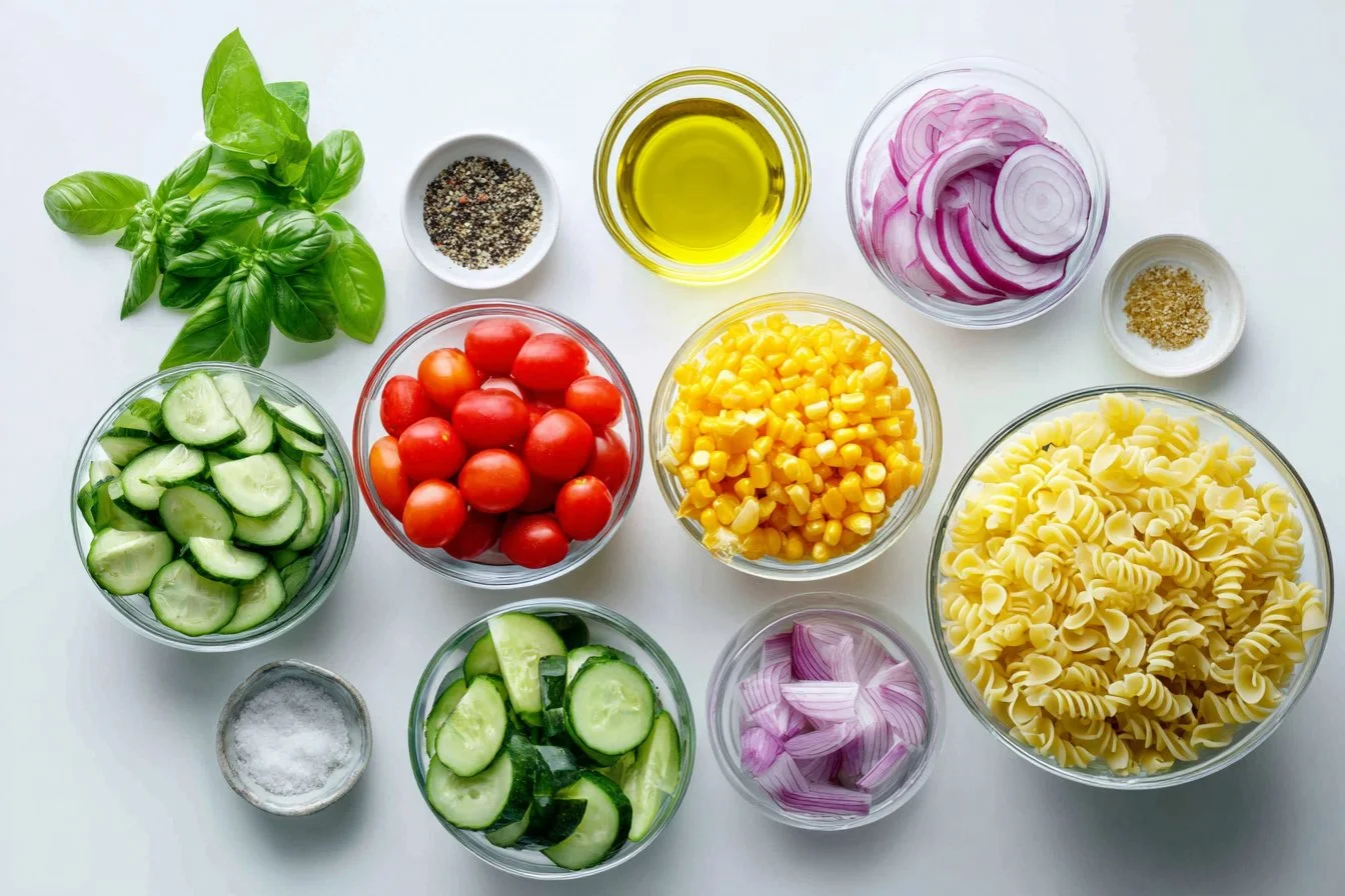 Salade de pâtes colorée