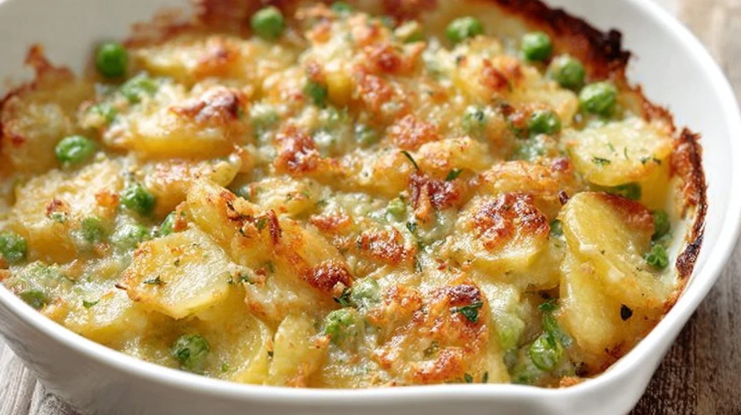 Gratin de pommes de terre et de pois : Une recette crémeuse et réconfortante